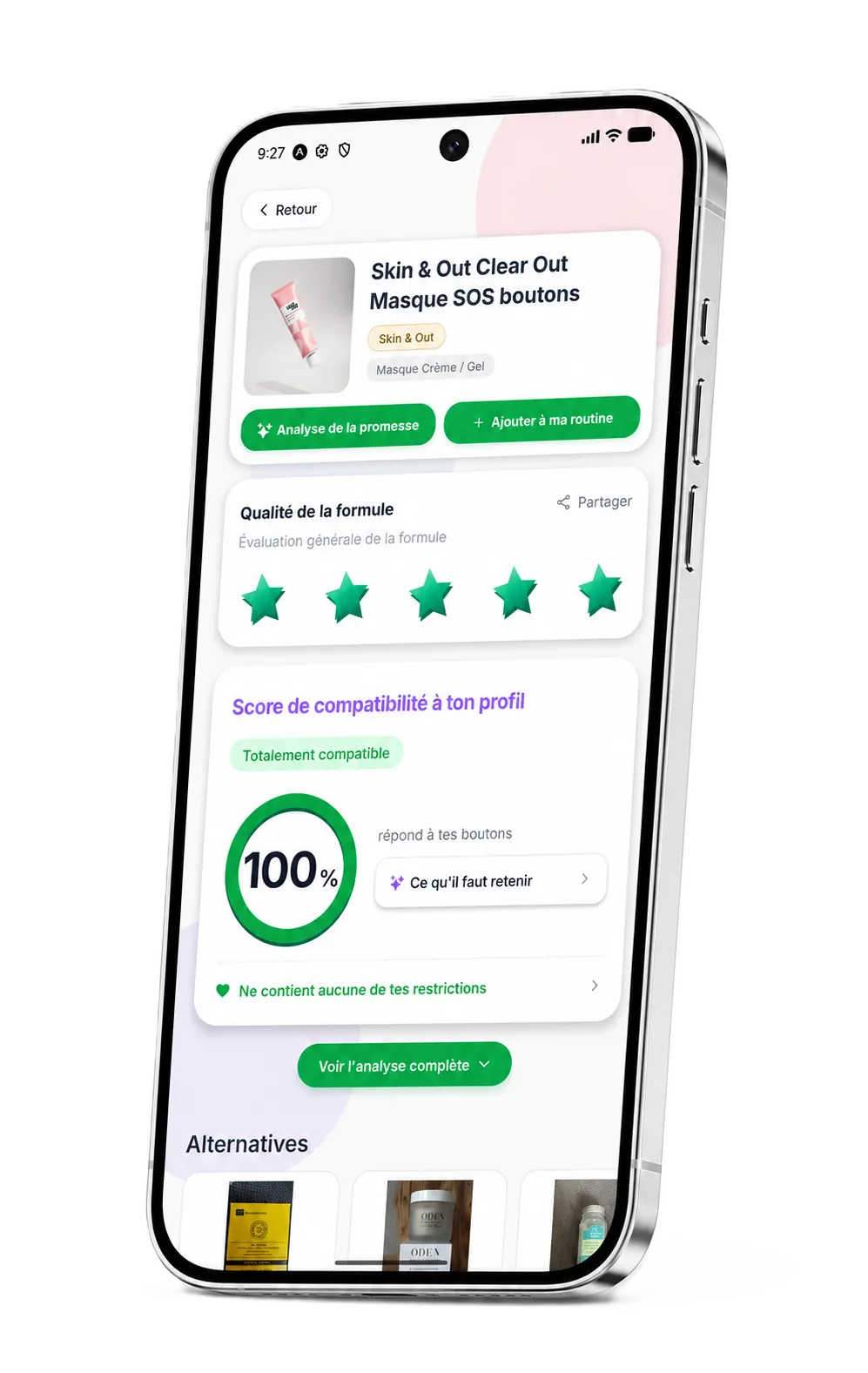 Aperçu de l'application Cosme Check